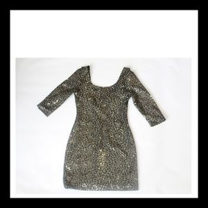 Blk & Gold Long Sleeve Mini Dress